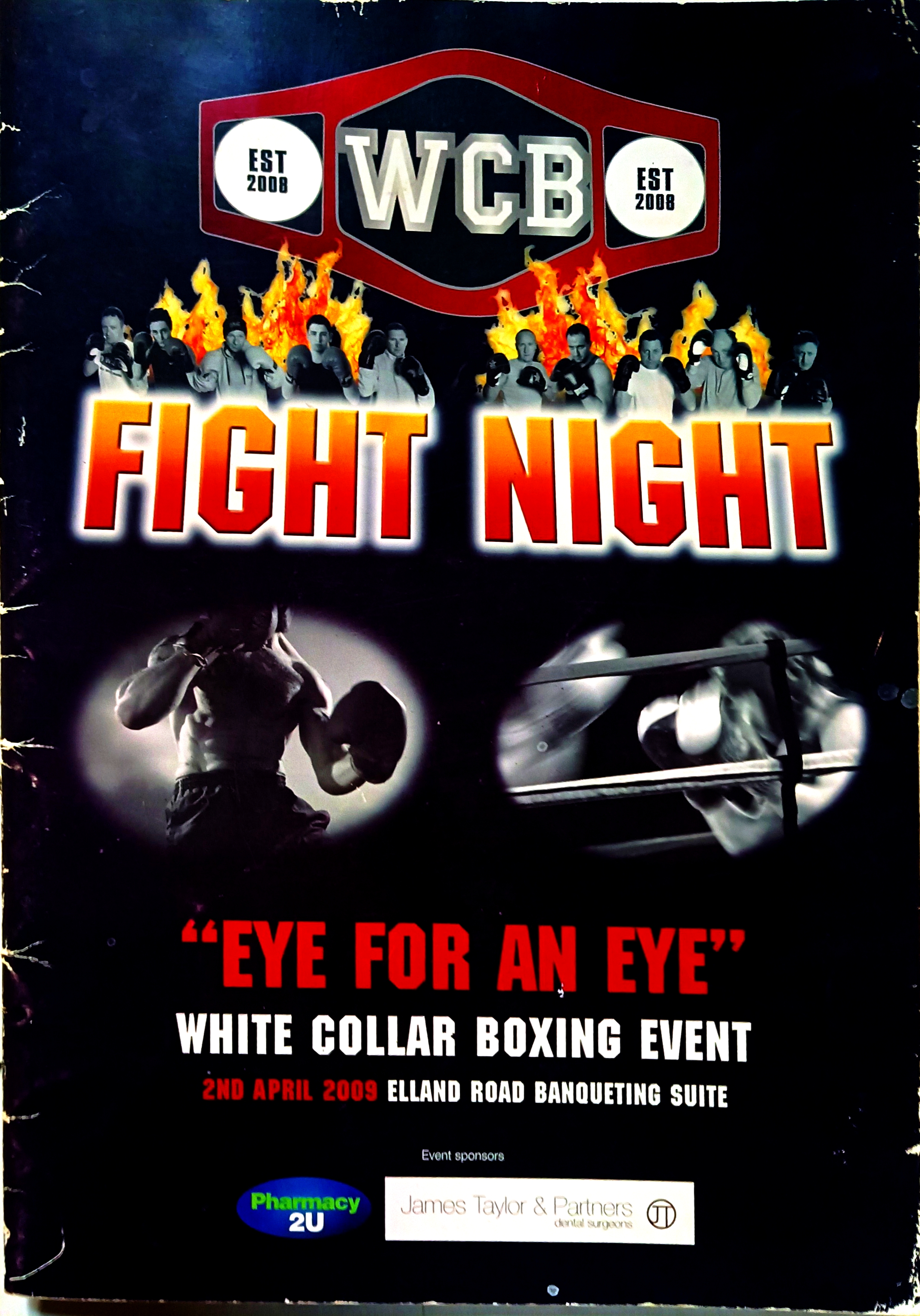 WCB Fight Night poster - Eye for an Eye, White Collar Boxing Event, 2nd April 2009, Elland Road Banqueting Suite