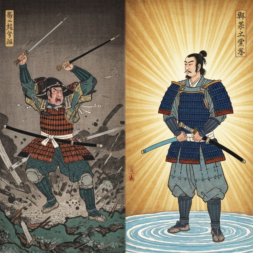The calm samurai versus the flustered soldier