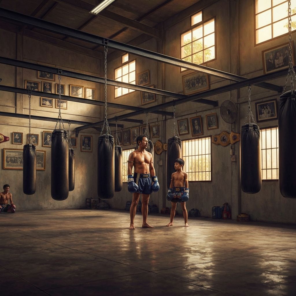 AI painting of the legendary three-generation Sasiprapa Muay Thai gym in Bangkok