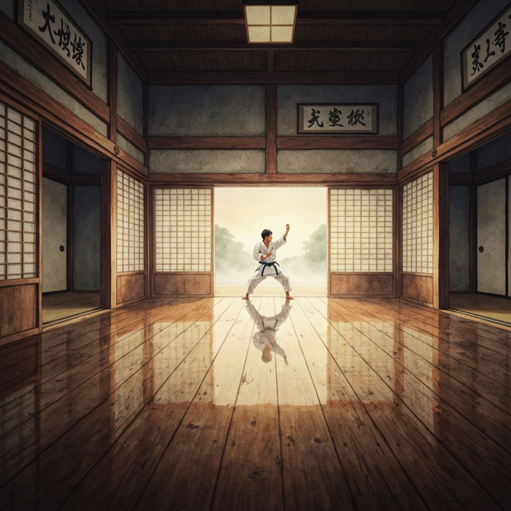 A traditional dojo at dawn - wabi-sabi beauty
